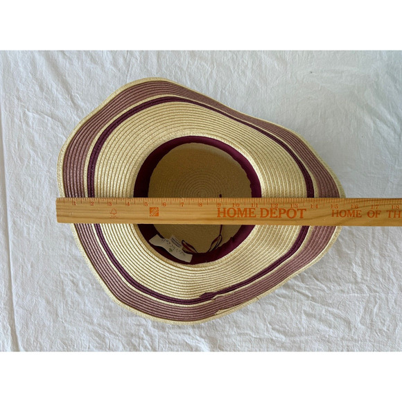 Quagga Green Label Straw Hat Womens Floppy Beach Tan Purple Flower Accent OS - Picture 6 of 8